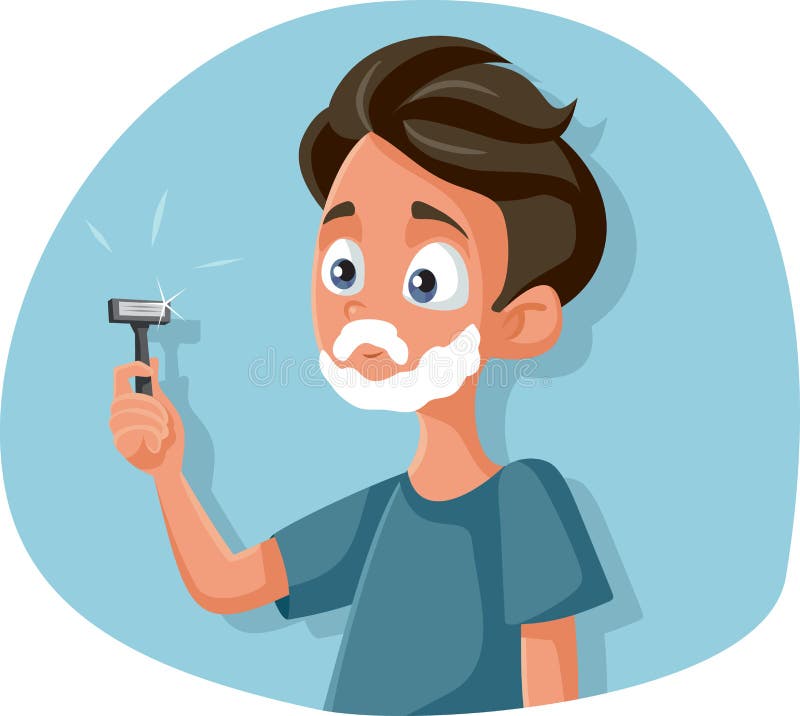 Niño Adolescente Divertido Afeitándose Con Cuchilla De Afeitar Ilustración  del Vector - Ilustración de masculinidad, crecimiento: 188561630