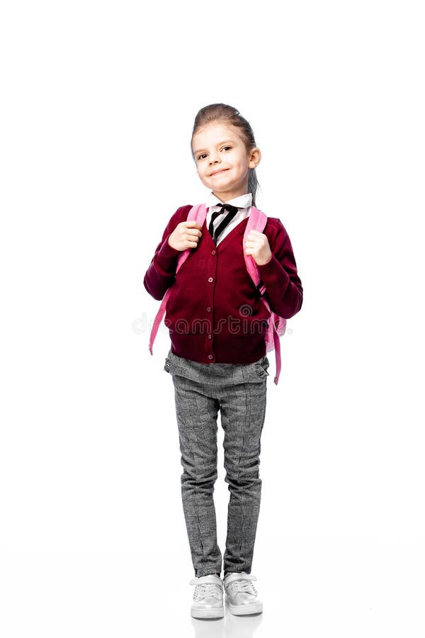 Niño Con La Cartera Muchacha Con El Bolso De Escuela Imagen de archivo -  Imagen de alineada, edad: 134405437