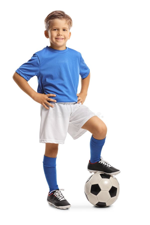 Foto De Stock Niño Feliz Con Una Pelota De Fútbol