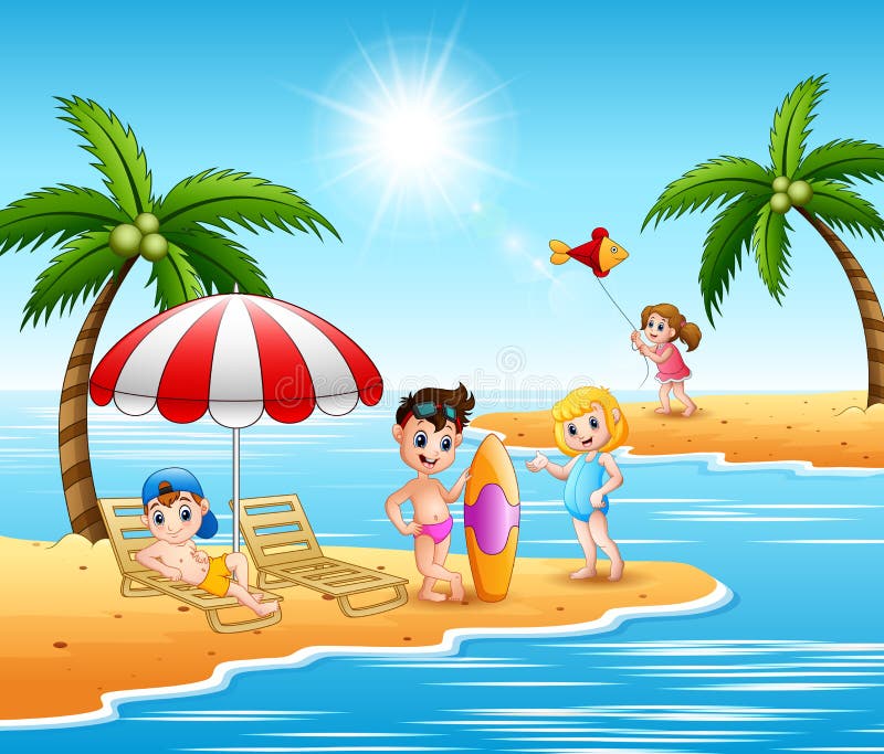 Niños Disfrutando De Unas Vacaciones De Verano En La Playa Ilustración del Vector - Ilustración de paraguas, muchacho: 153251327 Niños Disfrutando De Unas Vacaciones De Verano En La Playa Ilustración del Vector - Ilustración de paraguas, muchacho: 153251327