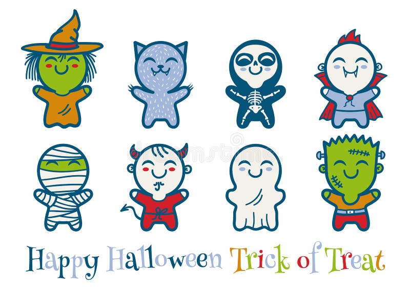 Niños En Trajes De Los Monstruos De Halloween Ilustración del Vector - Ilustración de historieta, dulce: 102398889 Niños En Trajes De Los Monstruos De Halloween Ilustración del Vector - Ilustración de historieta, dulce: 102398889