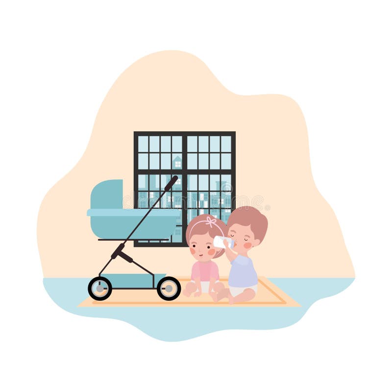 Niños Pequeños Y Cortos Con Personajes De Carro Ilustración del Vector - Ilustración de cortos, niños: 158688037