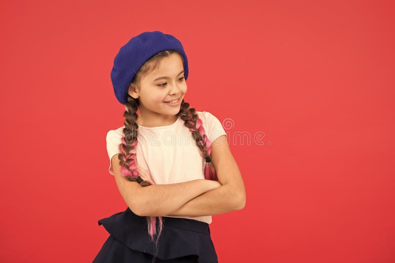 Happy little girl. small kid fashion. Childhood happiness. International childrens day. small girl child with perfect hair. french girl. parisian fashion. Autumn style.
