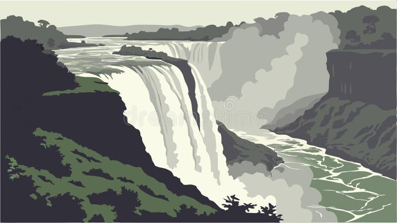 Niagara Falls view, natural wonder and powerful waterfall scene vector design Generative AI royalty free illustration