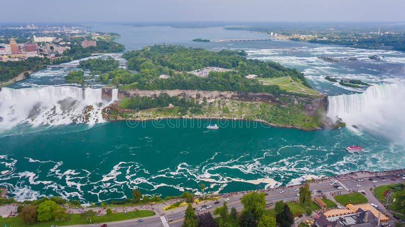 Niagara Falls view from Skylon Tower stock video footage
