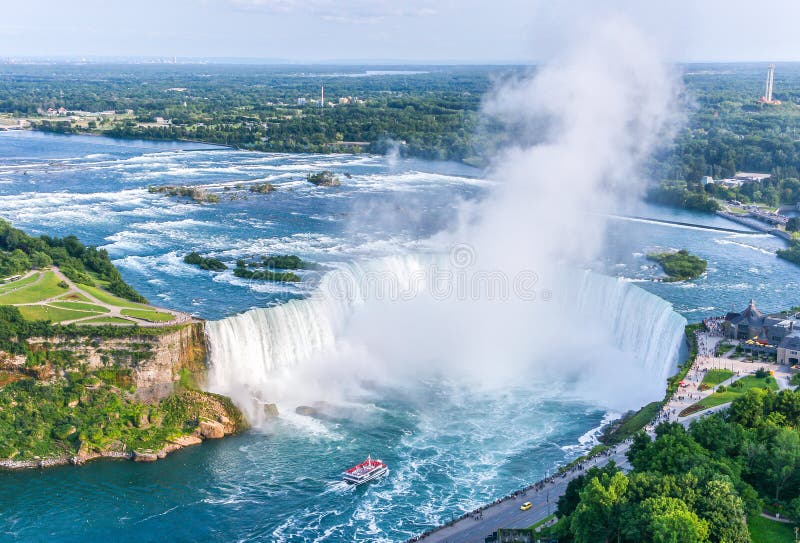 Luchtbeeld van de Niagara watervallen, Canadese watervallen stock foto's