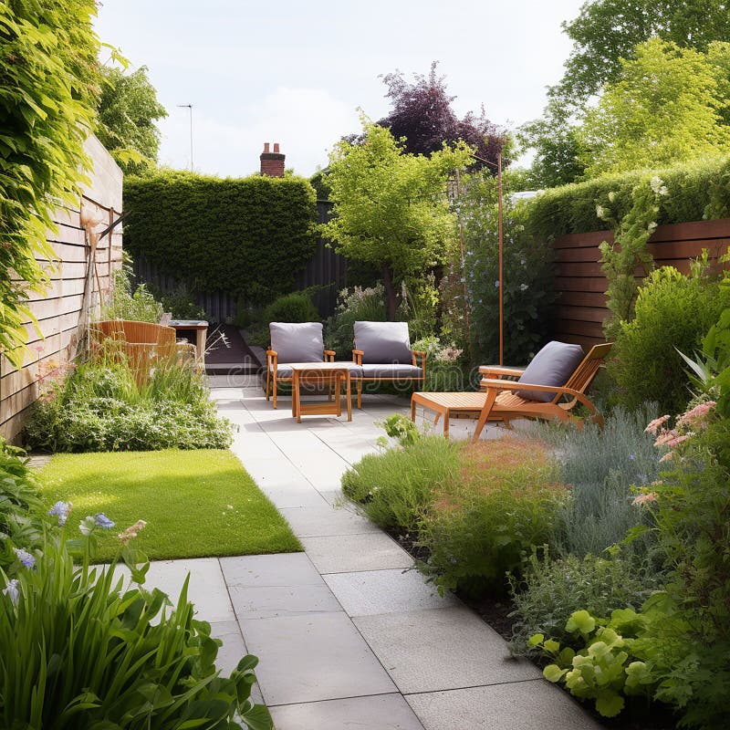 Nice Backyard with a Garden. AI Generated Stock Illustration ...
