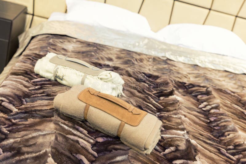 Nice Bed in Typical Contemporary Setting Stock Image Image of blanket