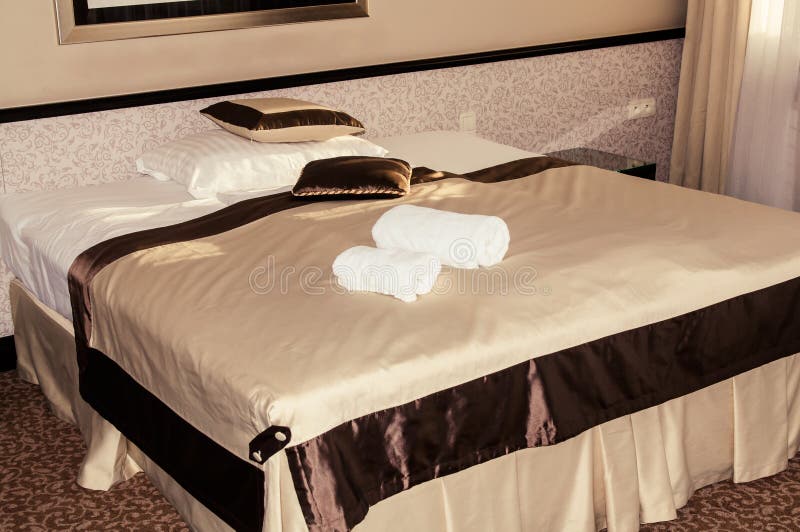 Nice Bed in Typical Contemporary Setting Stock Image Image of design