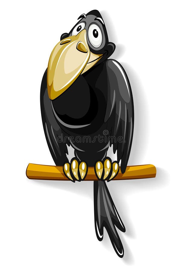 Nice black crow sitting on pole royalty free illustration