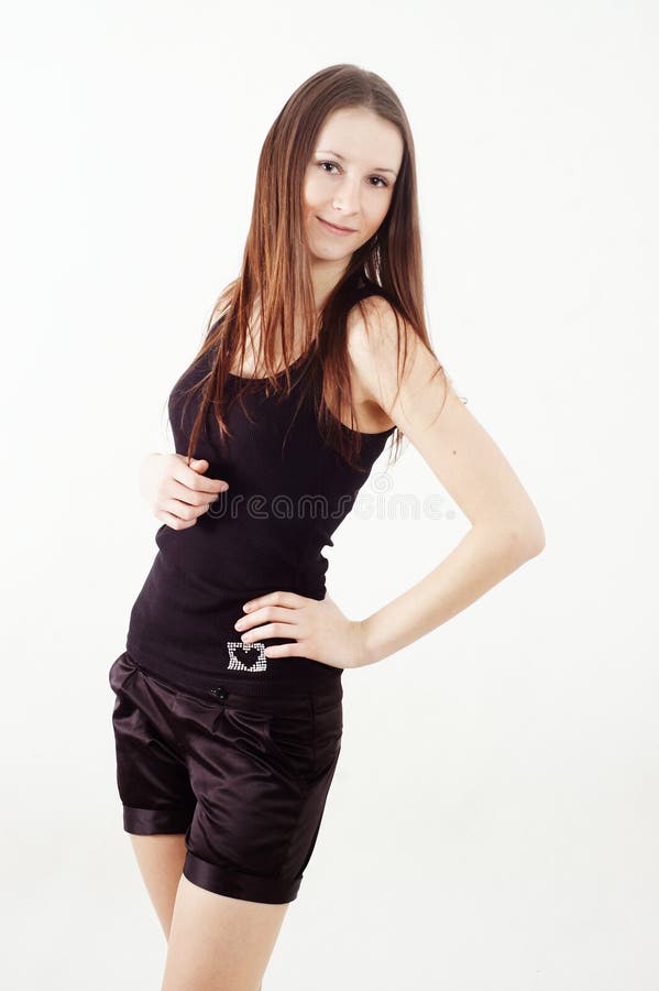 Nice brunette girl stock image. Image of full, body, happiness - 12811769