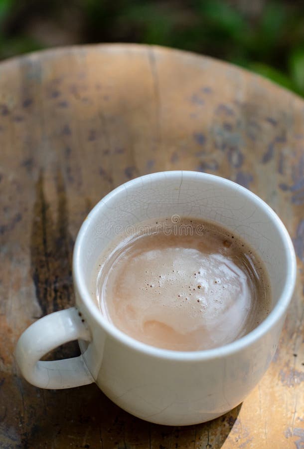 Nice coffee cup at garden in morning stock photography