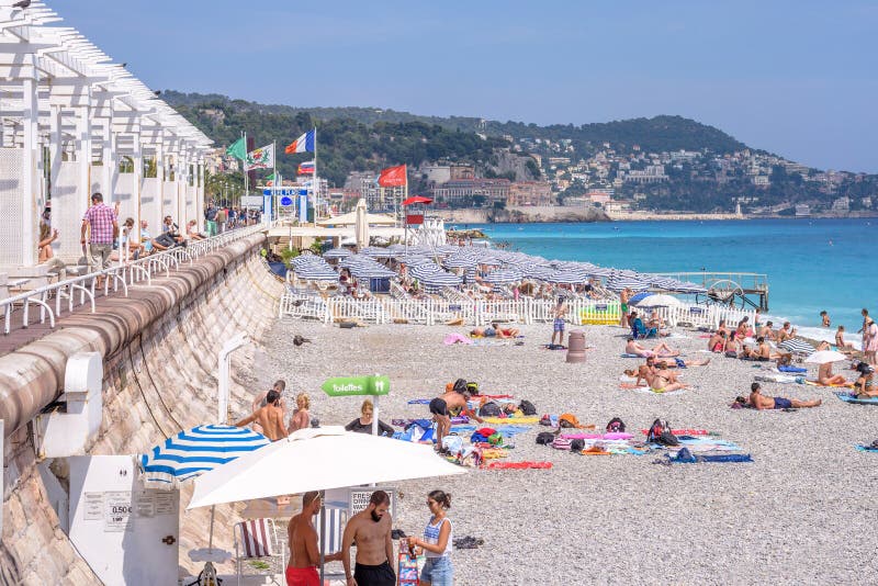 Beautiful Daylight View To Nice Cote D`azur Beach in France Editorial ...