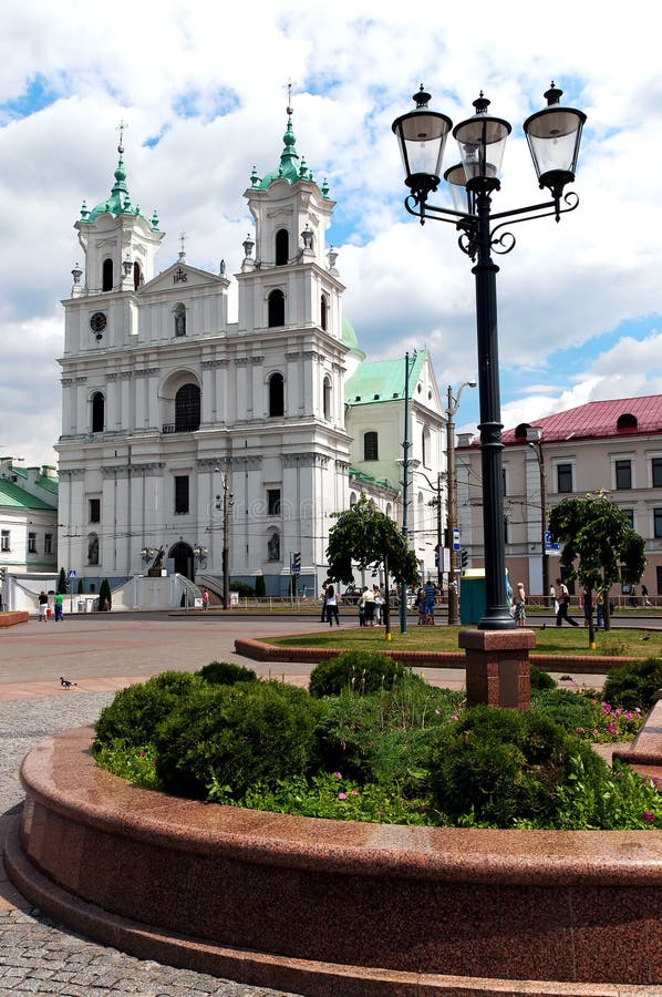 Nice day Belarus Grodno cityscape the cathedral