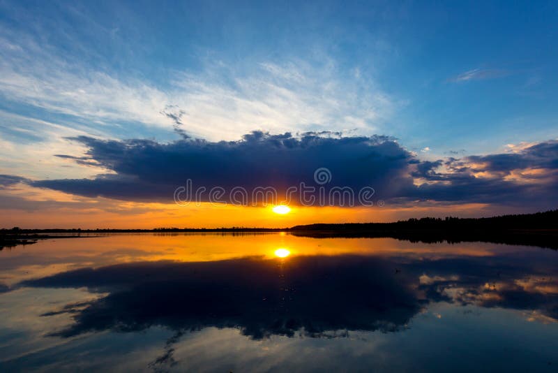 Nice evening scene on lake stock image. Image of nature - 55002297