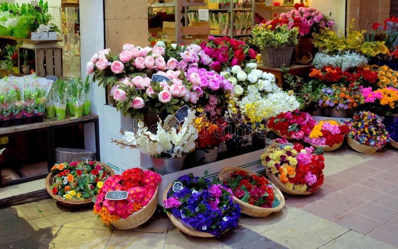 Nice - Flowers in the Street Market Stock Image - Image of garden, lamp ...