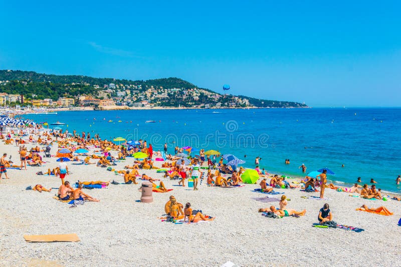 NICE, FRANCE, JUNE 11, 2017: People are Enjoying Summer on a Beach in ...