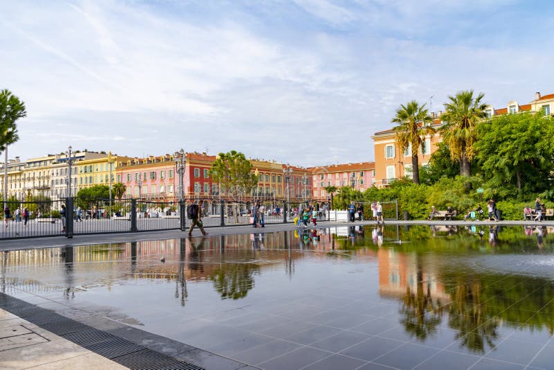 Beautiful Historic Buildings Downtown Nice, France, Reflected in the ...