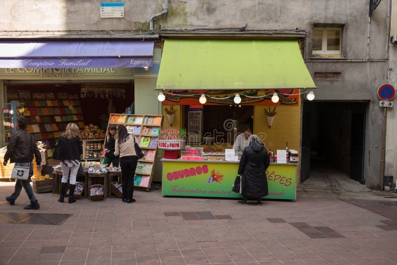 Nice France Street Scene Restaurant Editorial Photo - Image of orange