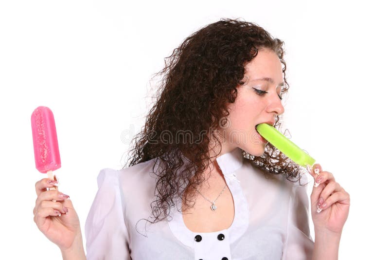 Nice girl chooses ice cream