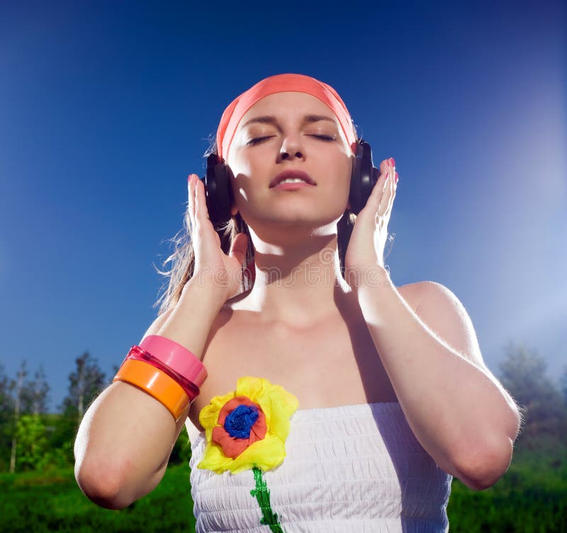 Nice girl with headphones