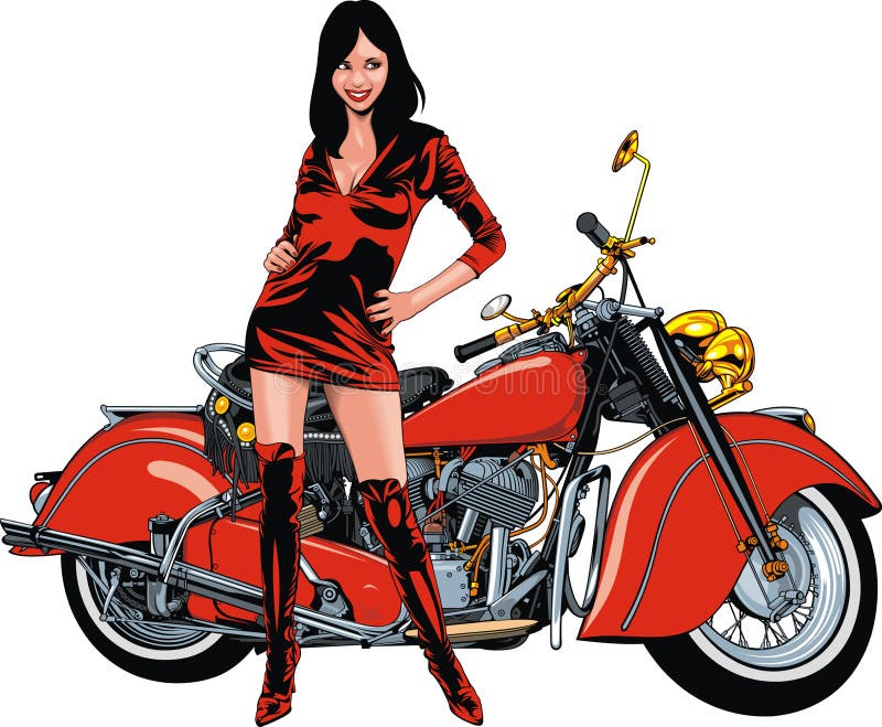 Nice girl and motorbike.