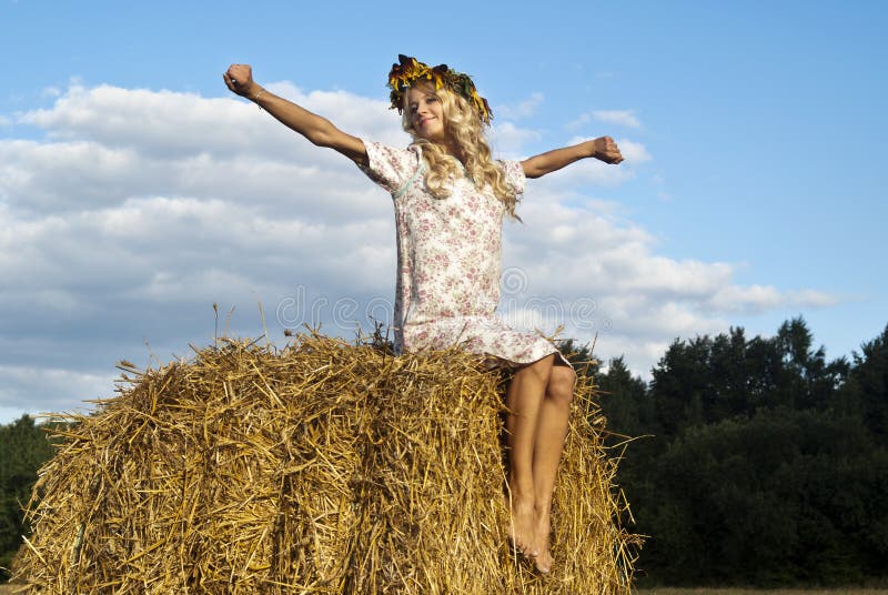 Nice girl relaxing on nature