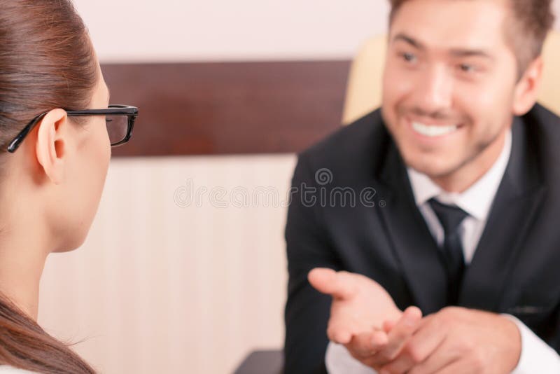 Nice Lawyer Talking with Colleague Stock Photo Image of conversation