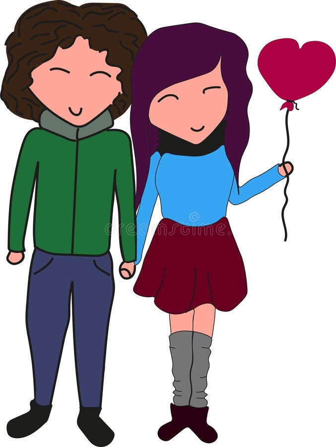 Nice lovely couple in love holding hands stock illustration Nice lovely couple in love holding hands stock illustration