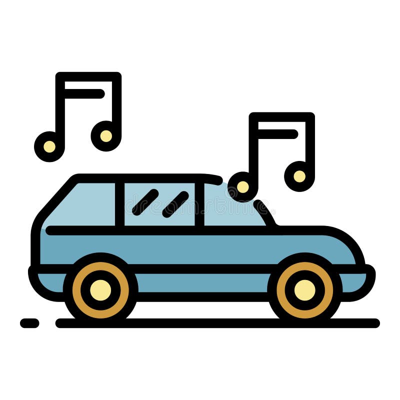 Nice music from the car icon color outline vector