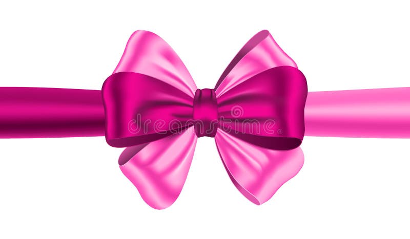 Pink bow for packing gifts realistic Royalty Free Vector
