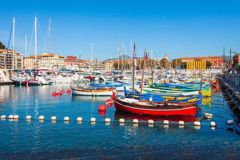 Nice port with boats, France