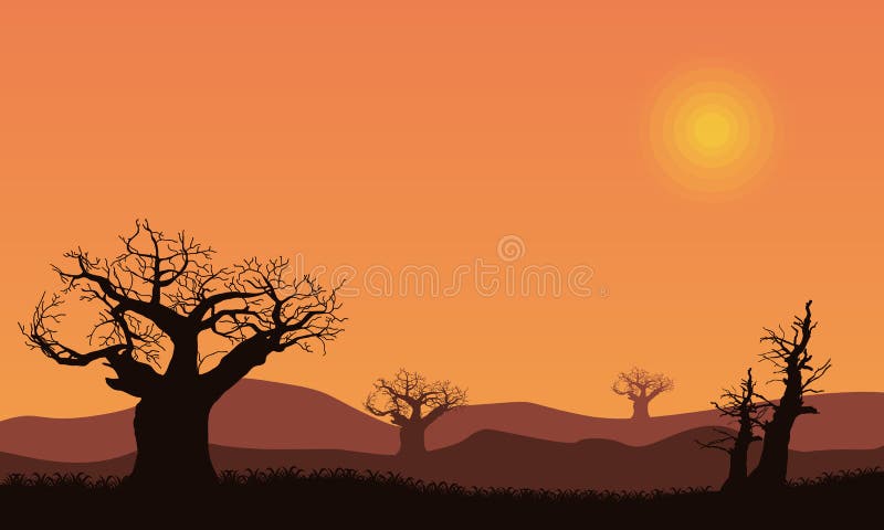 Nice Silhouette Scenery At Sunset In The Afternoon City Vector Stock