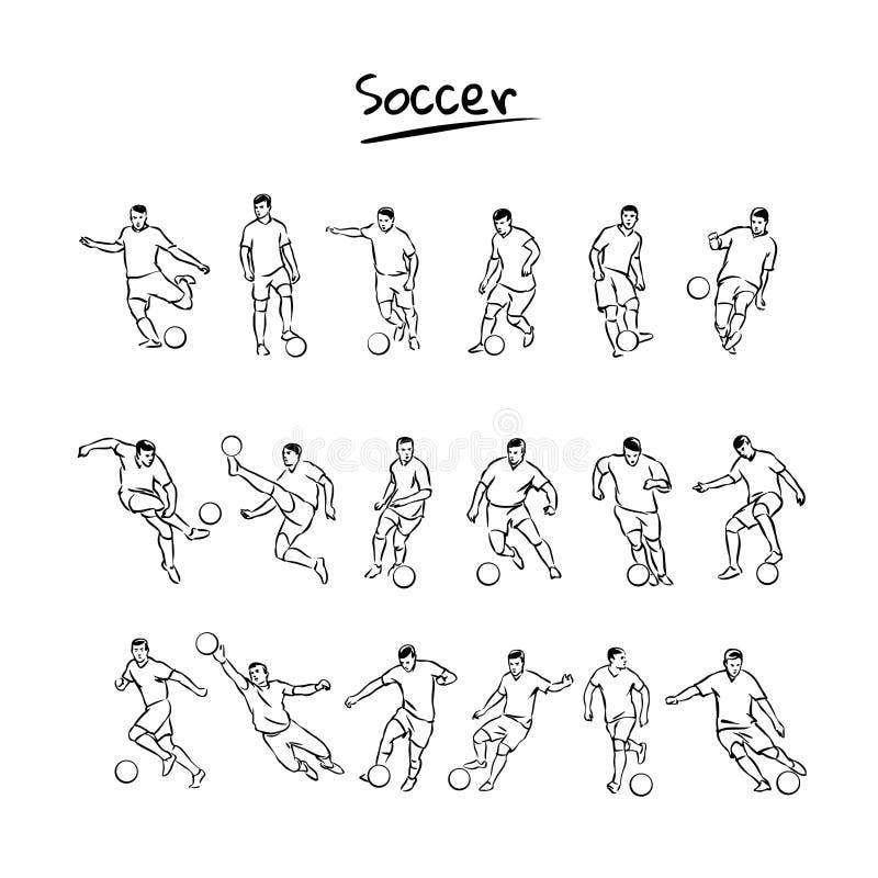 Soccer Players Sketch stock vector. Illustration of white - 4958395