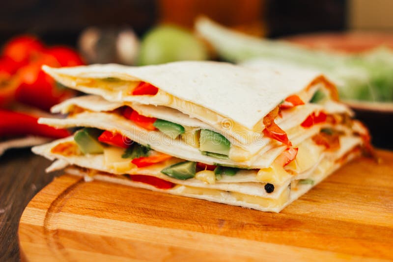 Nice Vegetarian Quesadilla with Tortilla Bread, Beans, Cheese and