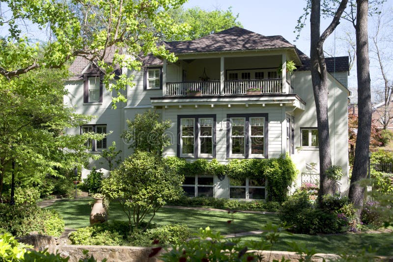 Nice wooden house has seen from back yard