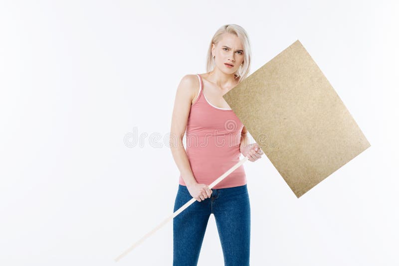 Nice young woman going to the protest royalty free stock photos Nice young woman going to the protest royalty free stock photos