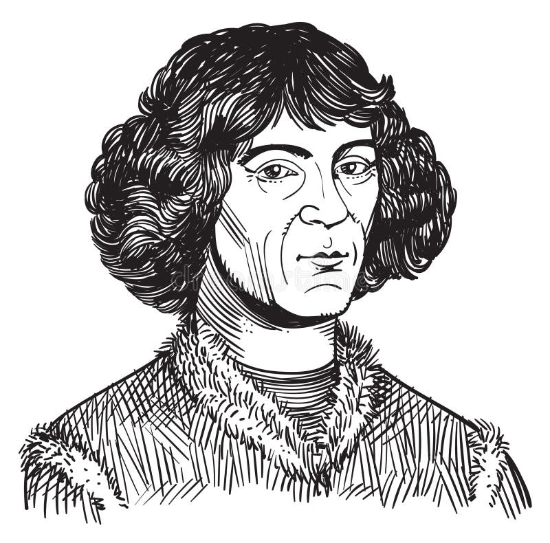 Nicolaus Copernicus portrait in line art illustration. Nicolaus Copernicus line art portrait, vector royalty free illustration Nicolaus Copernicus portrait in line art illustration. Nicolaus Copernicus line art portrait, vector royalty free illustration