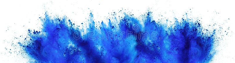 Niebieski cyan holi kolor farby w proszku festiwal wybuch izolacja białe tło. tło koncepcji druku przemysłowego