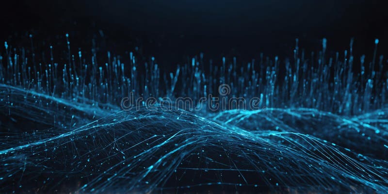 Niebieski szlak świetlny cząstki futurystyczne tło generowane przez neuralny ai ilustracji