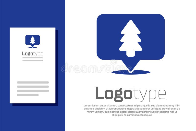 Niebieskie położenie lasu na ikonce mapy, izolowanej na białym tle. element szablonu projektu logo. wektor ilustracja wektor