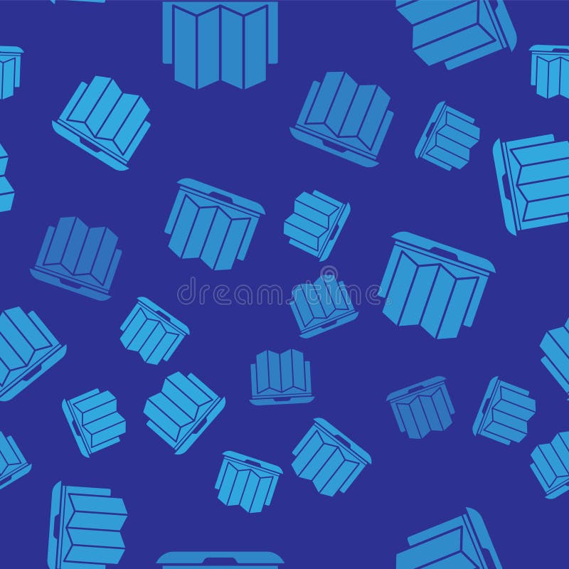 Niebieskie położenie lasu na mapie w ikonach notebooka, wyizolowany płynny wzorzec na niebieskim tle. ilustracja wektorowa.