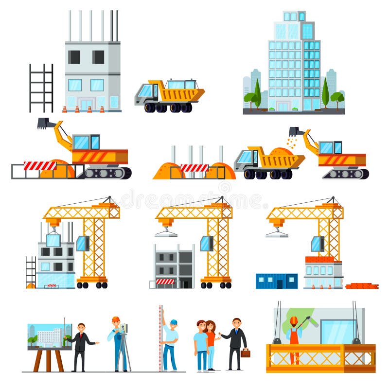 Niebo cykliny budowy mieszkania set ilustracja wektor Niebo cykliny budowy mieszkania set ilustracja wektor