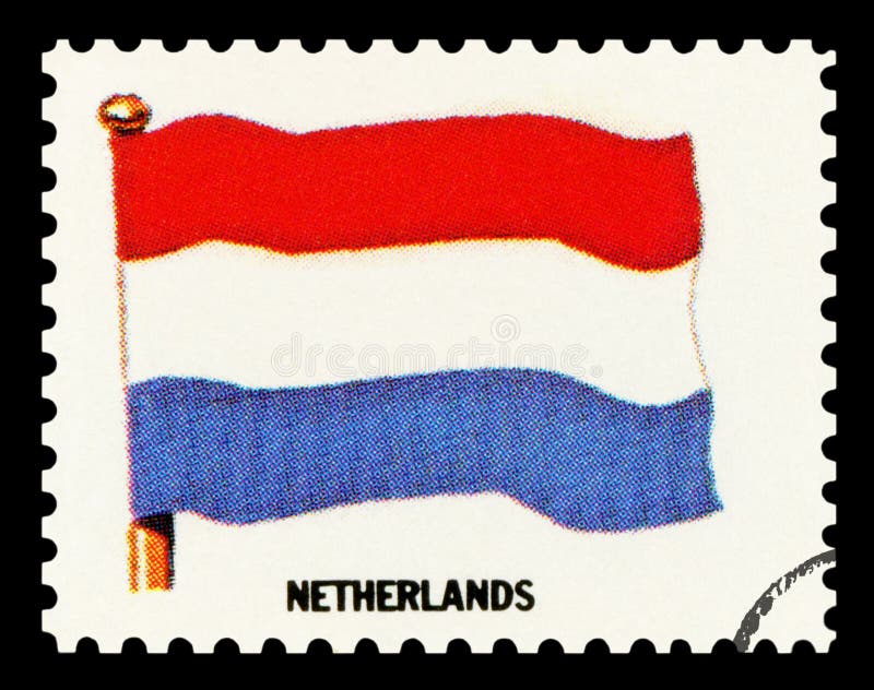 NIEDERLANDE FLAG - Stempel auf schwarz isoliert lizenzfreie stockfotografie