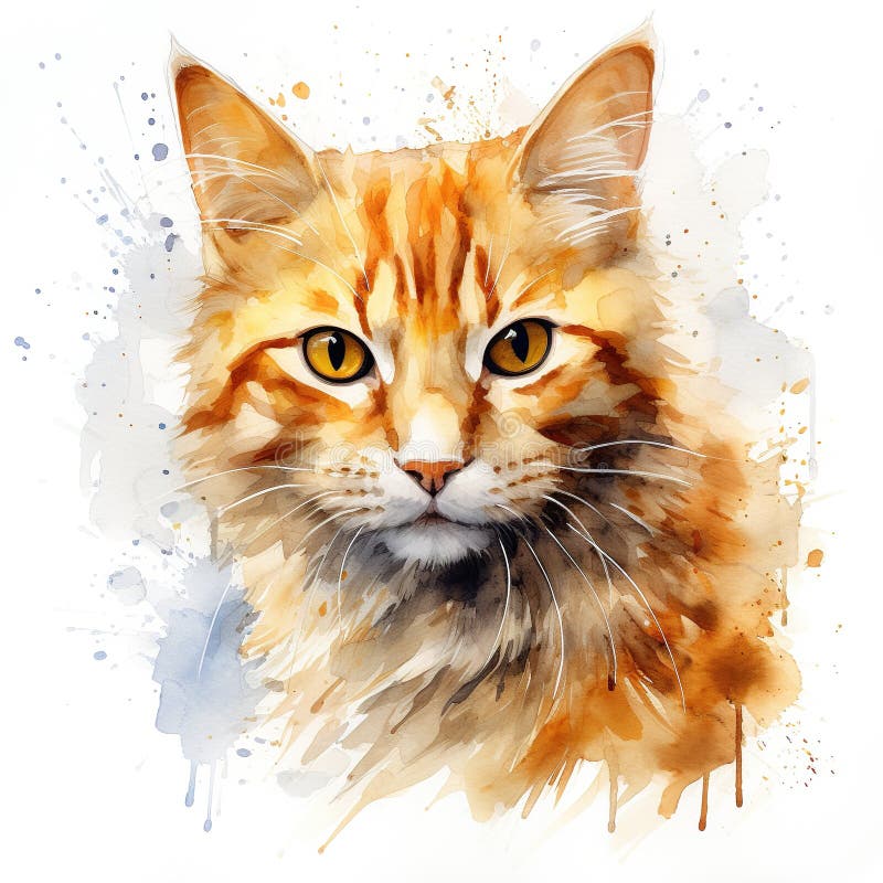 Niedliches Ingwerportrait. Aquarellmalerei auf weißem Hintergrund. generative ai generative ai ai stock abbildung