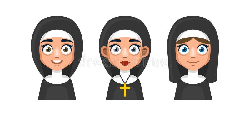 Niedliches Nonne-Icons-Set. Vektor