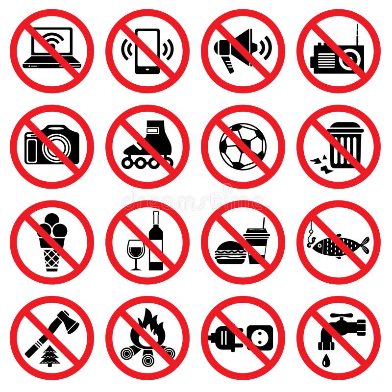 Niedozwoleni znaki ilustracji
