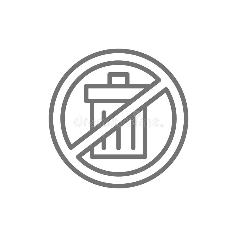 Niedozwolony znak z kubłem na śmieci, śmieci uwalnia, żadny jałowa kreskowa ikona ilustracja wektor Niedozwolony znak z kubłem na śmieci, śmieci uwalnia, żadny jałowa kreskowa ikona ilustracja wektor