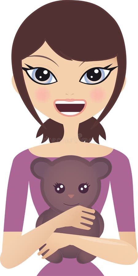 niedźwiadkowa śliczna przytulenia miś pluszowy kobieta ilustracji niedźwiadkowa śliczna przytulenia miś pluszowy kobieta ilustracji