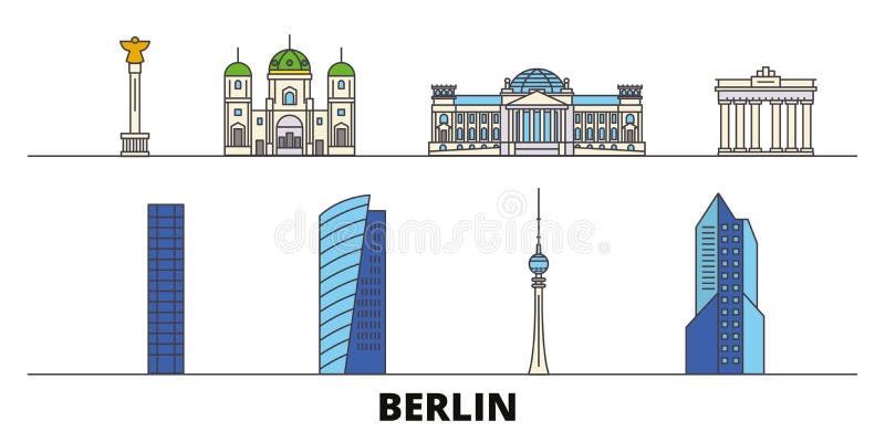 Niemcy, Berlińska płaska punktu zwrotnego wektoru ilustracja Niemcy, Berlin kreskowy miasto z sławnymi podróż widokami, linia hor ilustracja wektor Niemcy, Berlińska płaska punktu zwrotnego wektoru ilustracja Niemcy, Berlin kreskowy miasto z sławnymi podróż widokami, linia hor ilustracja wektor